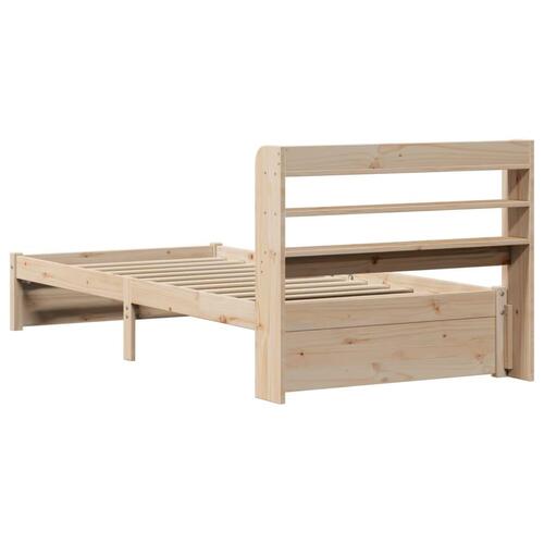 Sengeramme med sengegavl 100x200 cm massivt fyrretræ