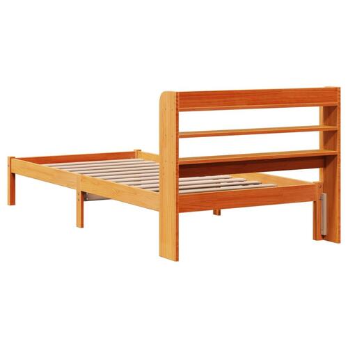 Sengeramme med sengegavl 90x190 cm massivt fyrretræ gyldenbrun