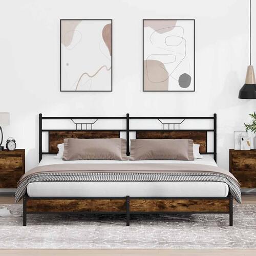 Sengeramme uden madras 193x203 cm metal røget egetræsfarve