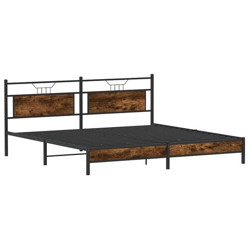 Sengeramme uden madras 193x203 cm metal røget egetræsfarve