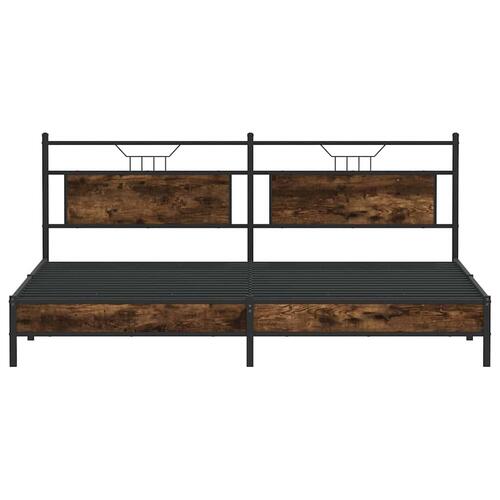 Sengeramme uden madras 193x203 cm metal røget egetræsfarve
