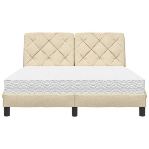Seng med madras 140x190 cm stof cremefarvet