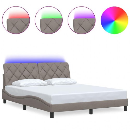 Sengeramme med LED 160x200 cm stof gråbrun