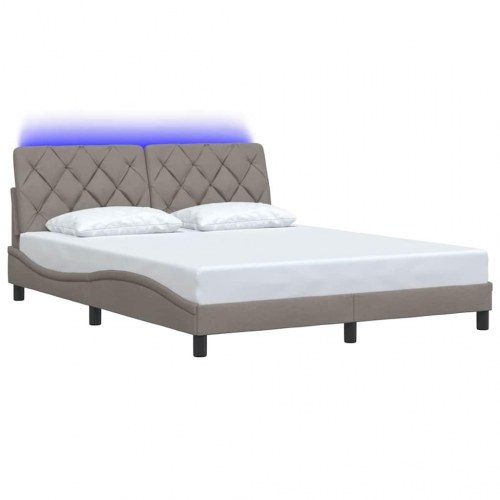 Sengeramme med LED 160x200 cm stof gråbrun