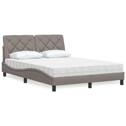 Seng med madras 140x190 cm stof gråbrun