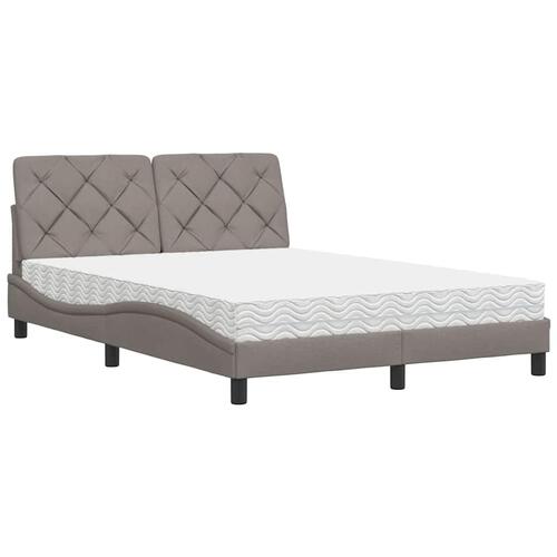Seng med madras 140x190 cm stof gråbrun
