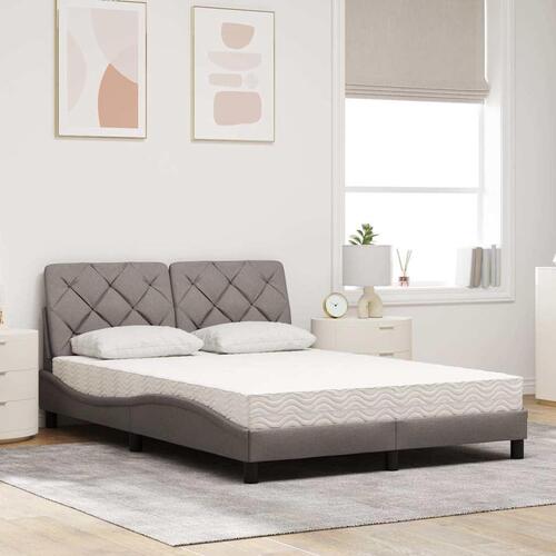 Seng med madras 140x190 cm stof gråbrun