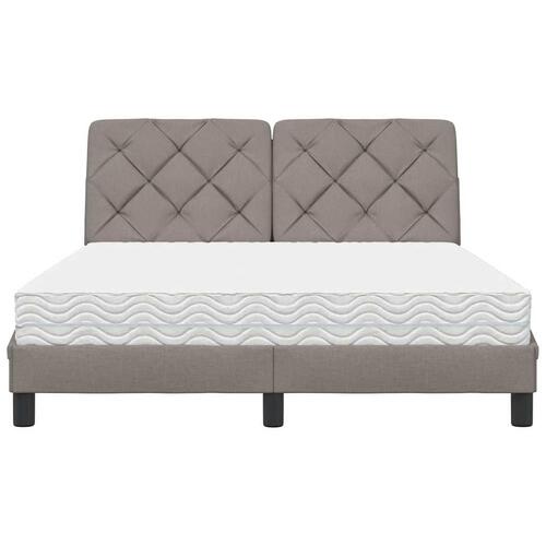Seng med madras 140x190 cm stof gråbrun