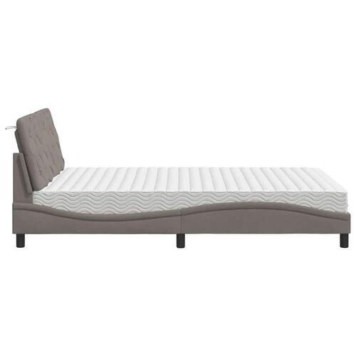 Seng med madras 140x190 cm stof gråbrun