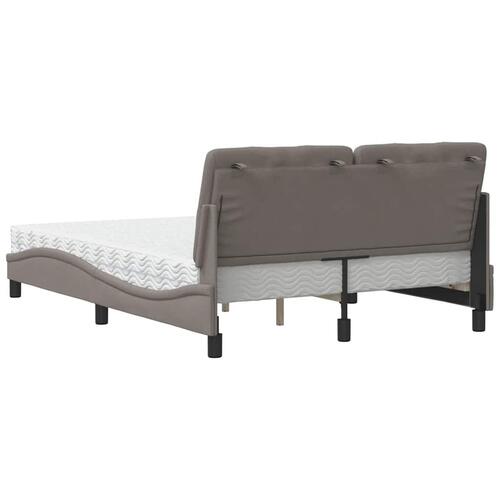 Seng med madras 140x190 cm stof gråbrun