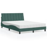 Seng med madras 140x190 cm velour mørkegrøn