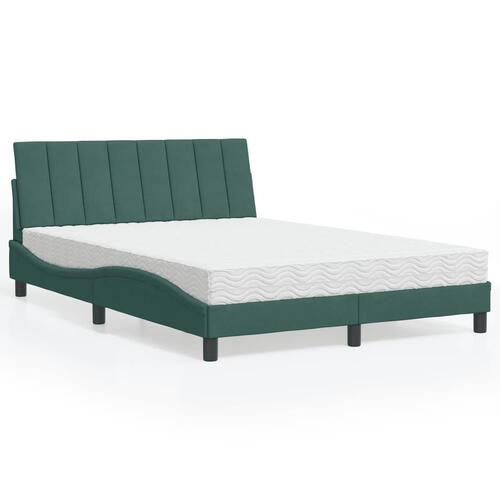 Seng med madras 140x190 cm velour mørkegrøn