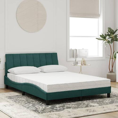 Seng med madras 140x190 cm velour mørkegrøn