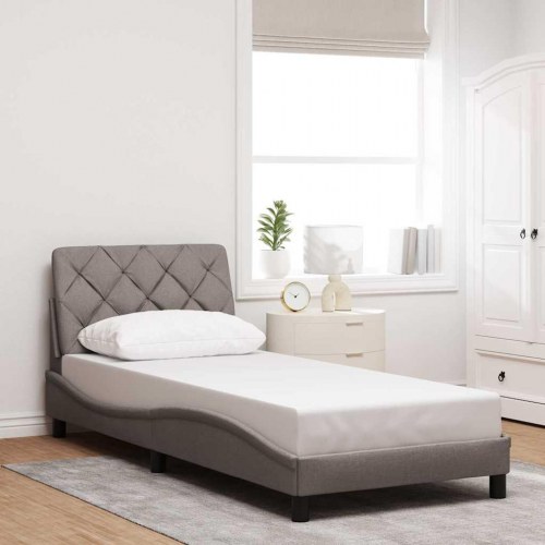 Sengeramme uden madras 80×200 cm i stof - taupe/gråbrun med bølget design