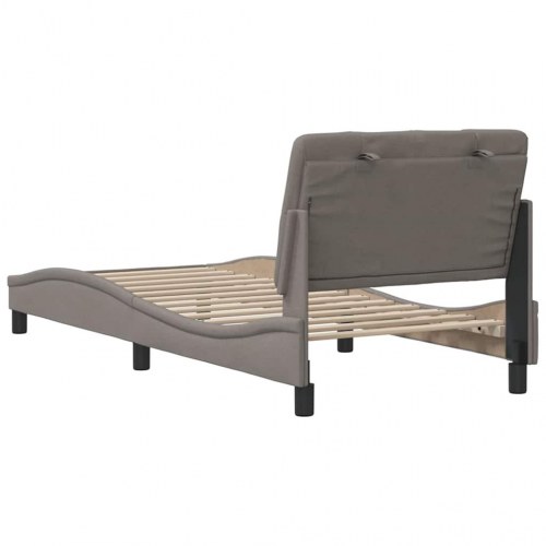 Sengeramme uden madras 80×200 cm i stof - taupe/gråbrun med bølget design