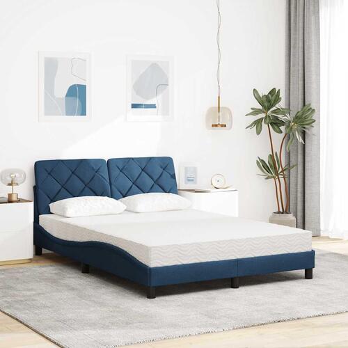 Seng med madras 140x190 cm stof blå