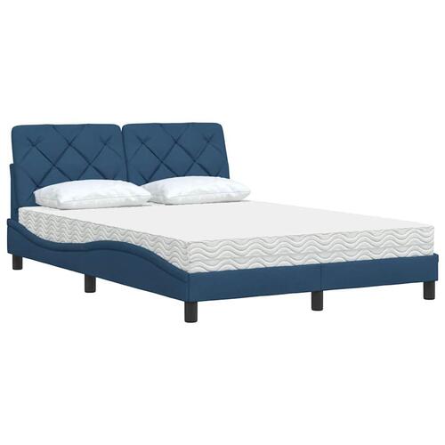 Seng med madras 140x190 cm stof blå