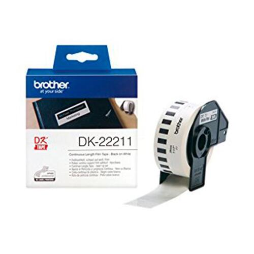 Sammenhængende etiket Brother DK22211 29 mm Sort Sort/Hvid Hvid