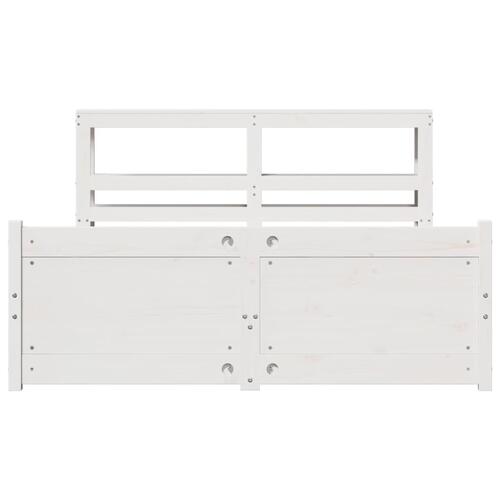 Sengeramme med sengegavl 150x200 cm massivt fyrretræ hvid