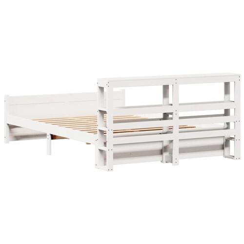 Sengeramme med sengegavl 150x200 cm massivt fyrretræ hvid