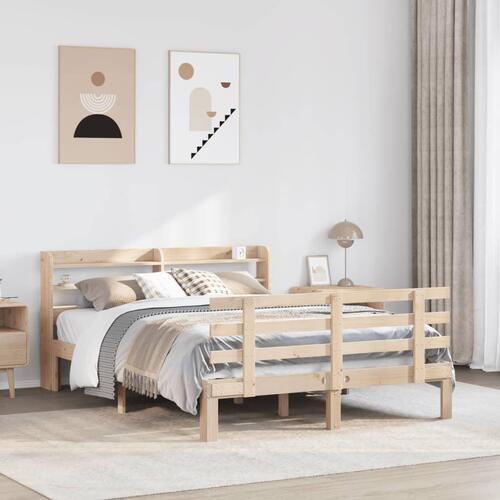 Sengeramme med sengegavl 140x200 cm massivt fyrretræ hvid