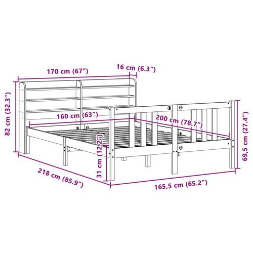 Sengeramme med hovedgærde uden madras Hvid 160x200 cm