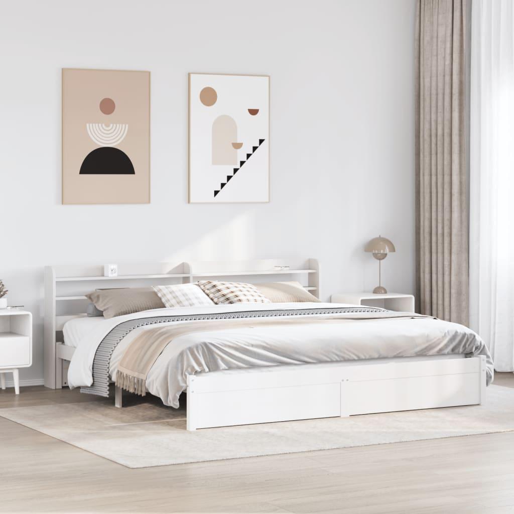 Sengeramme med hovedgærde uden madras Hvid 180x200 cm