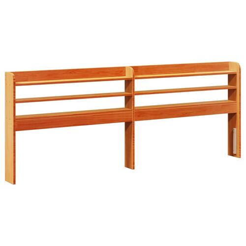 Sengeramme med sengegavl 200x200 cm massivt fyrretræ gyldenbrun