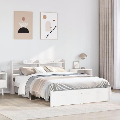 Sengeramme med hovedgærde uden madras Hvid 160x200 cm