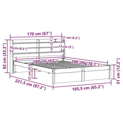 Sengeramme med hovedgærde uden madras Hvid 160x200 cm