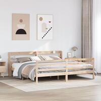 Sengeramme med sengegavl 200x200 cm massivt fyrretræ