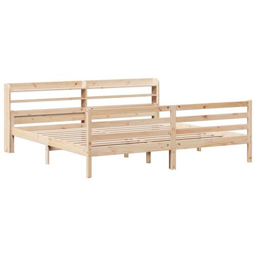Sengeramme med sengegavl 200x200 cm massivt fyrretræ