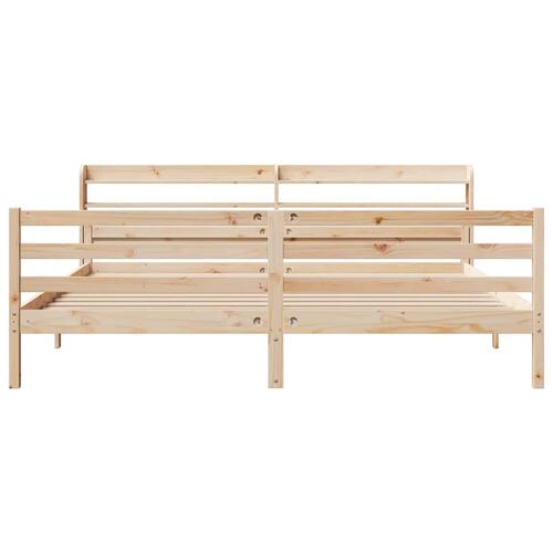 Sengeramme med sengegavl 200x200 cm massivt fyrretræ