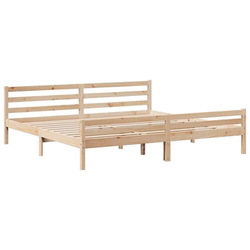 Sengeramme med sengegavl 200x200 cm massivt fyrretræ