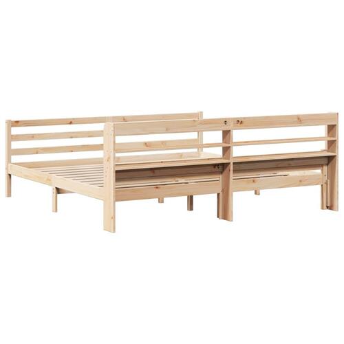 Sengeramme med sengegavl 200x200 cm massivt fyrretræ