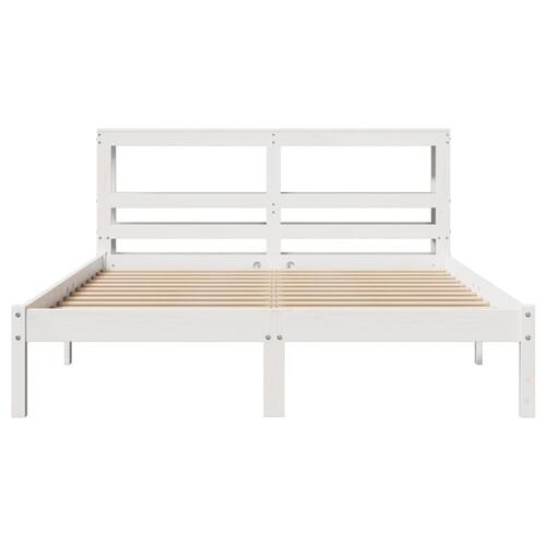 Sengeramme uden madras 135x190 cm massivt fyrretræ hvid
