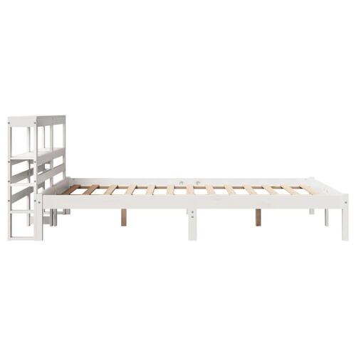 Sengeramme uden madras 135x190 cm massivt fyrretræ hvid