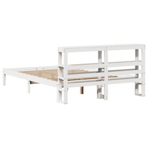 Sengeramme uden madras 135x190 cm massivt fyrretræ hvid