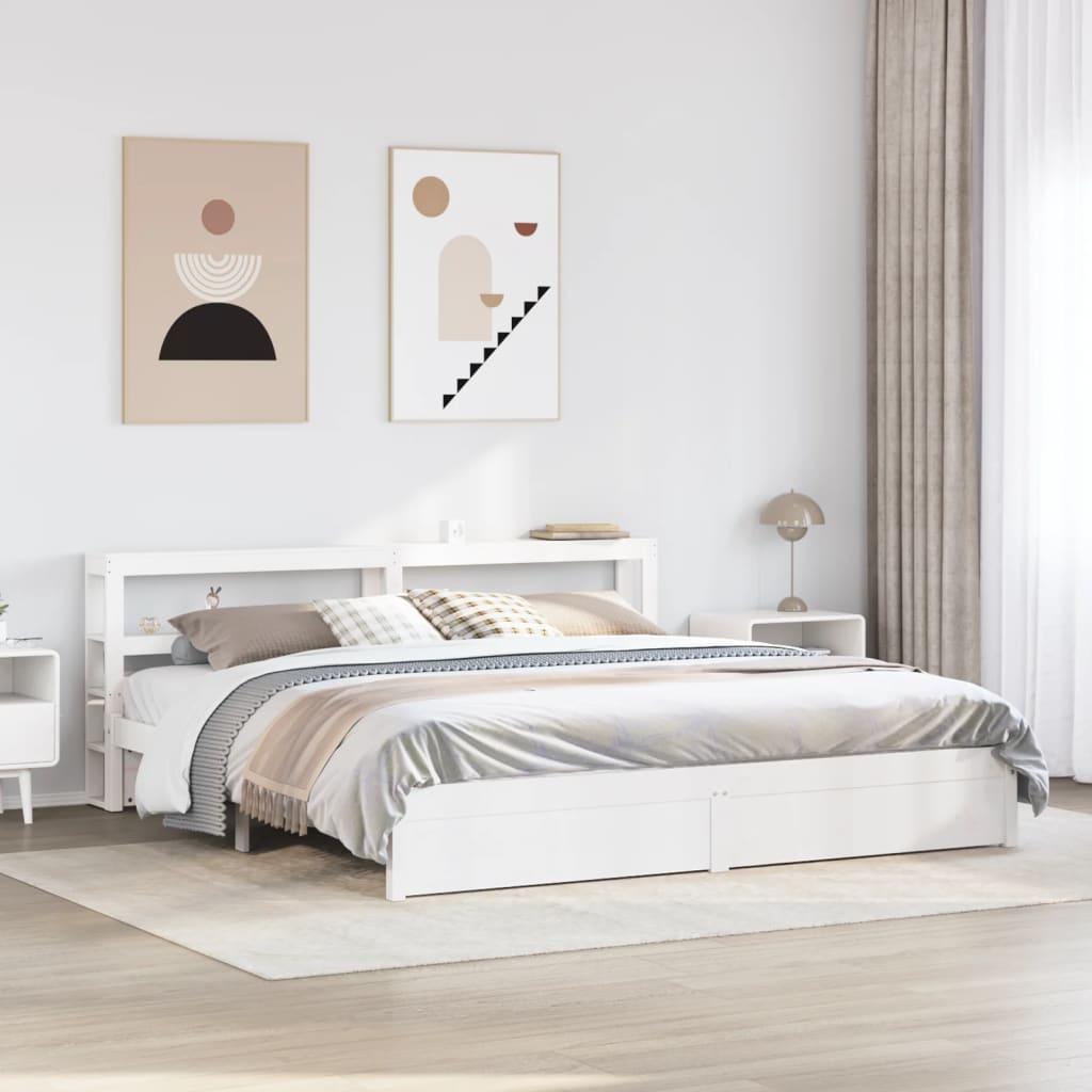 Sengeramme med hovedgærde uden madras Hvid 180x200 cm