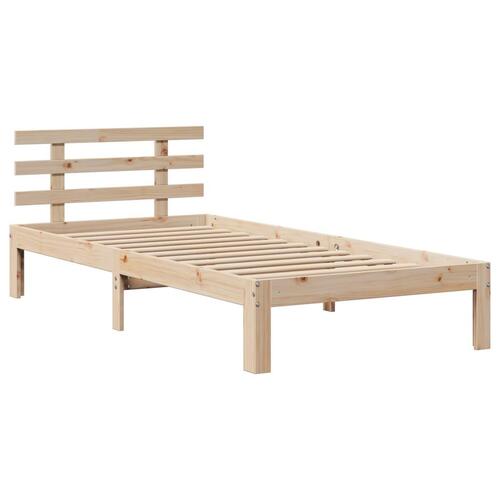 Sengeramme med sengegavl 100x200 cm massivt fyrretræ