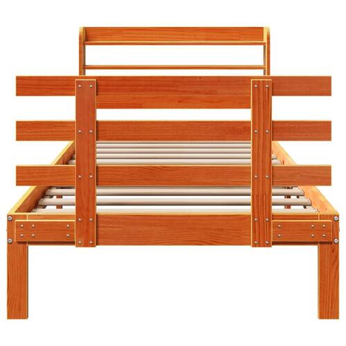 Sengeramme med sengegavl 75x190 cm massivt fyrretræ gyldenbrun