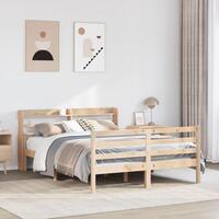 Sengeramme med sengegavl 135x190 cm massivt fyrretræ hvid