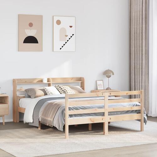 Sengeramme med sengegavl 135x190 cm massivt fyrretræ hvid