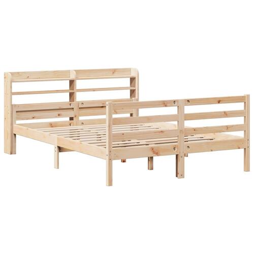 Sengeramme med sengegavl 135x190 cm massivt fyrretræ hvid