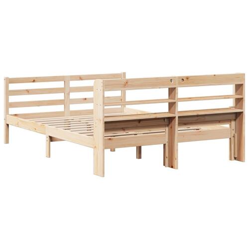 Sengeramme med sengegavl 135x190 cm massivt fyrretræ hvid