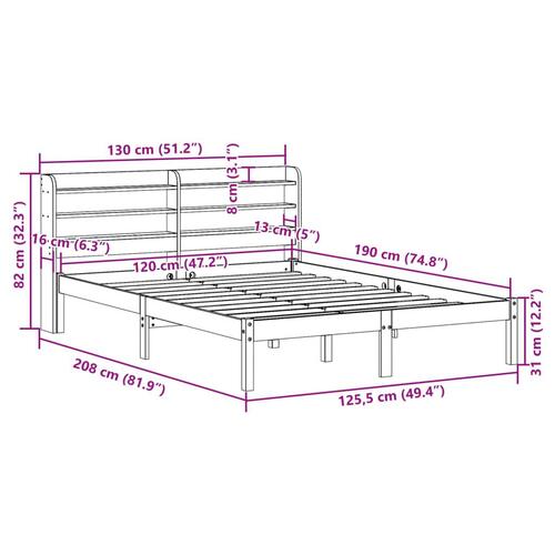 Sengeramme med sengegavl 120x190 cm massivt fyrretræ gyldenbrun