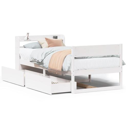 Sengeramme uden madras 100x200 cm massivt fyrretræ hvid