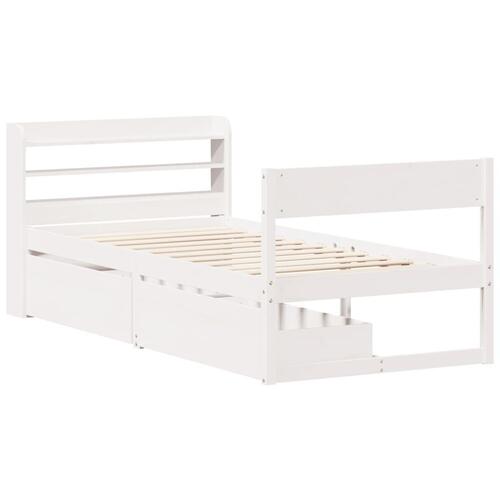 Sengeramme uden madras 100x200 cm massivt fyrretræ hvid