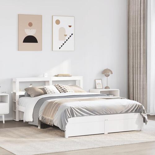 Sengeramme med hovedgærde uden madras Hvid 140x200 cm