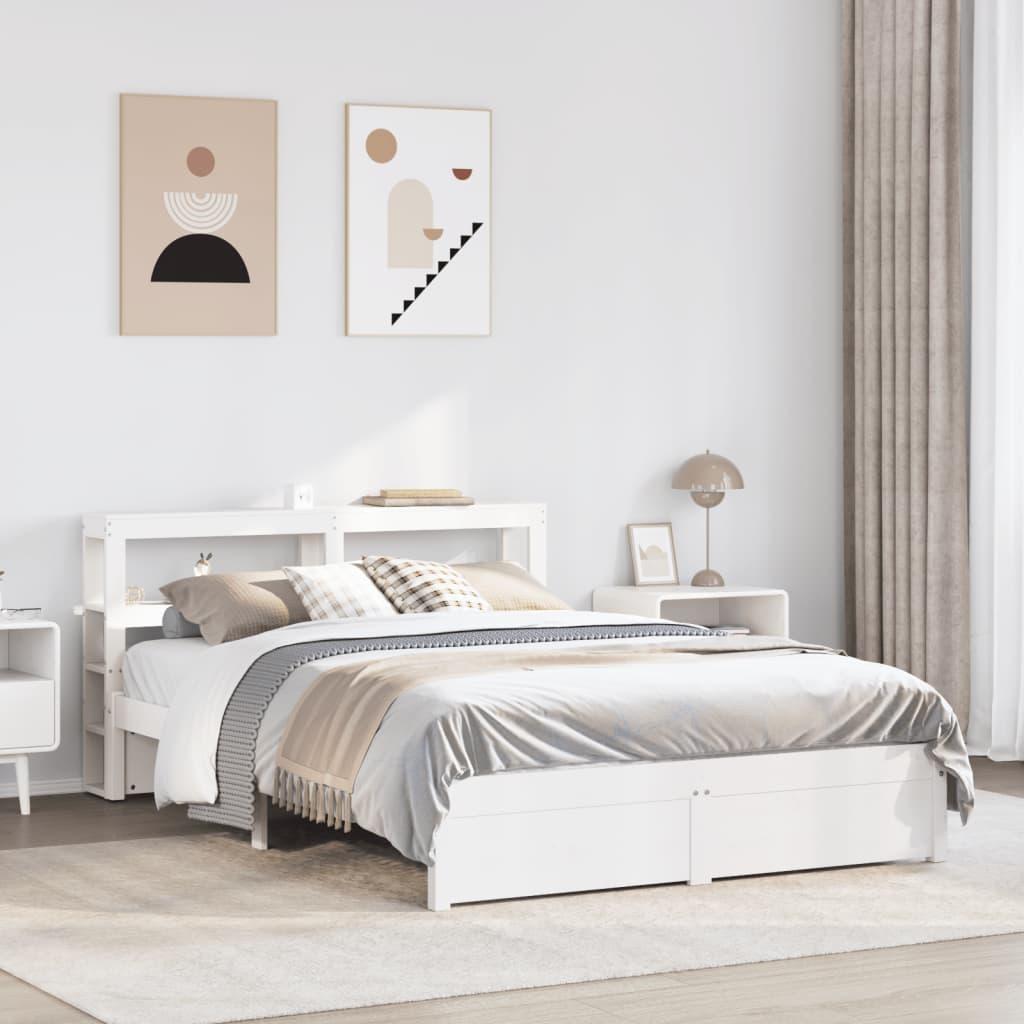 Sengeramme med hovedgærde uden madras Hvid 140x200 cm